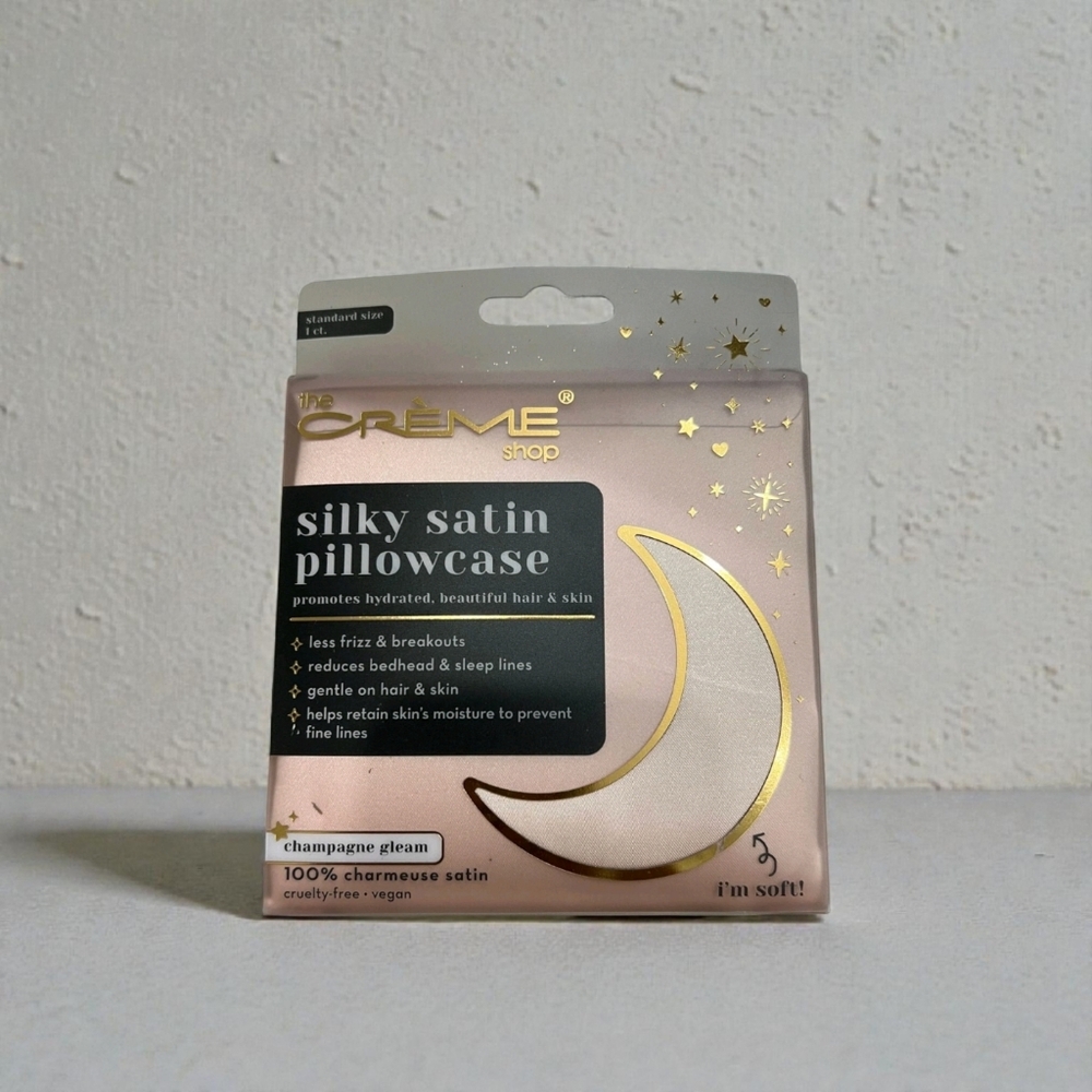 The Crème Shop Silky Satin Pillowcase - Champagne Gleam